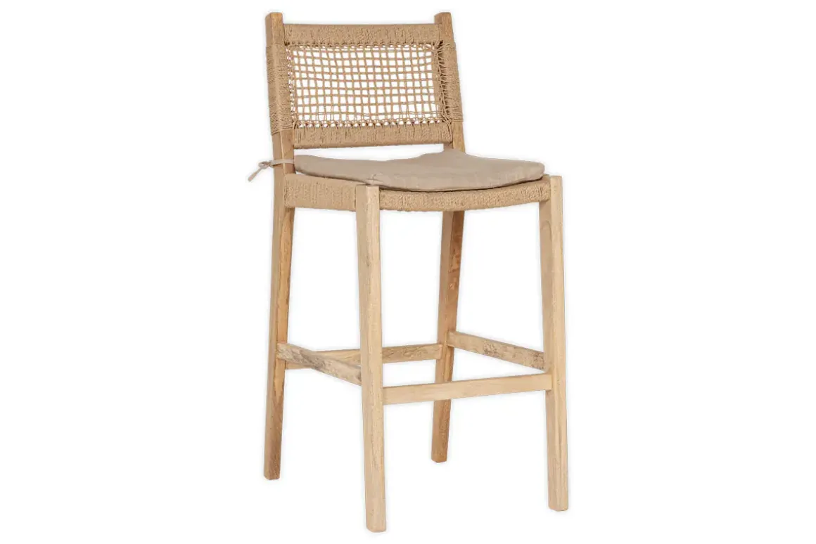 Aamani Mango Wood & Cord Counter Chair - Natural