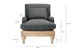 Abe Deconstructed Linen Armchair - Charcoal