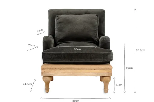 Abe Deconstructed Velvet Armchair - Moss