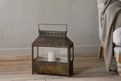 Akoko Wide Lantern - Brown Patina