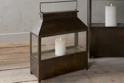 Akoko Wide Lantern - Brown Patina