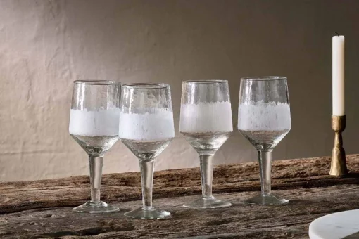 Anara Etched Wine Glass - Clear - (Set of 4) - Large