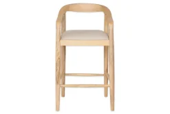 Anbu Mango Wood Upholstered Counter Chair - Natural