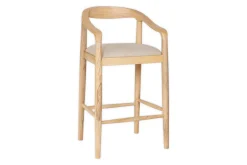 Anbu Mango Wood Upholstered Counter Chair - Natural