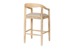 Anbu Mango Wood Upholstered Counter Chair - Natural