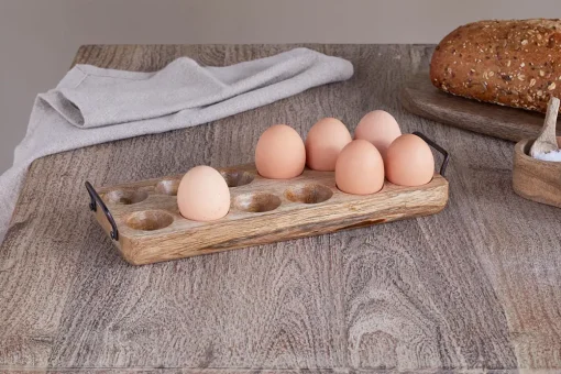 Anda Mango Wood Egg Holder - Natural