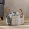 Anjuli Jute & Cotton Basket - Off White & Black