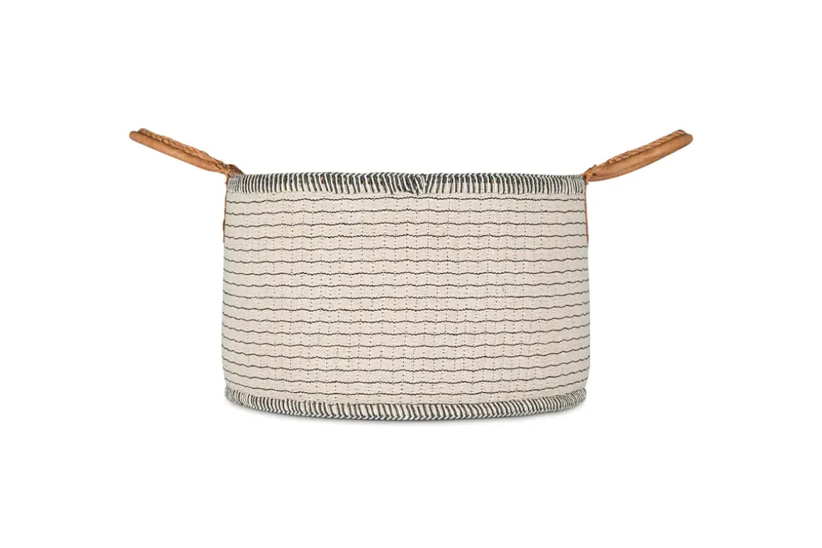 Anjuli Jute & Cotton Basket - Off White & Black