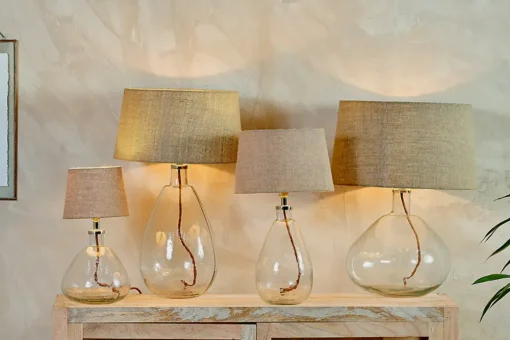 Baba Recycled Glass Lamp - Clear - Small Wide