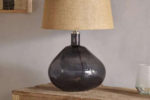 Baba Recycled Glass Table Lamp - Smoke - Large Wide