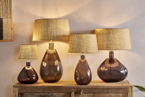 Baba Recycled Glass Table Lamp - Smoke - Large Wide