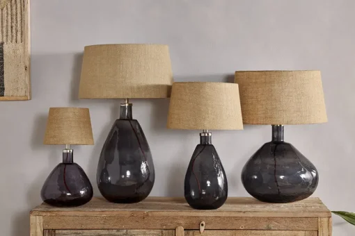 Baba Recycled Glass Table Lamp - Smoke - Large Wide