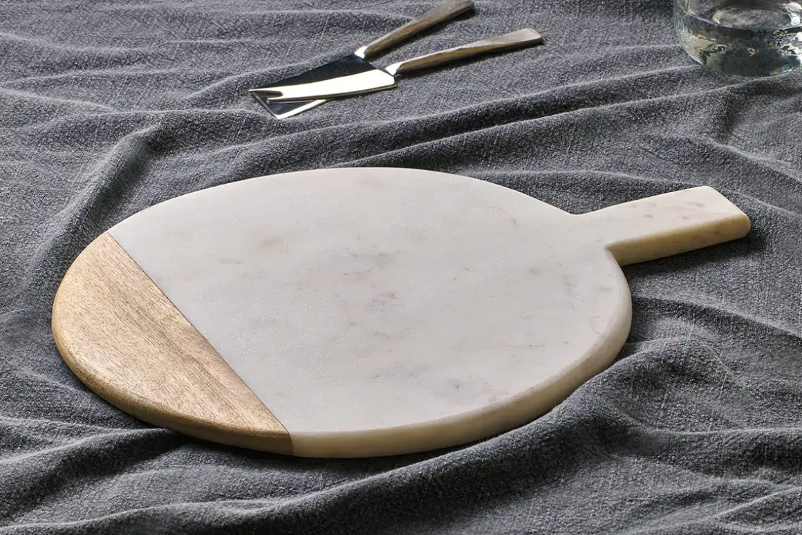 Bwari Round Marble Serving Board - White