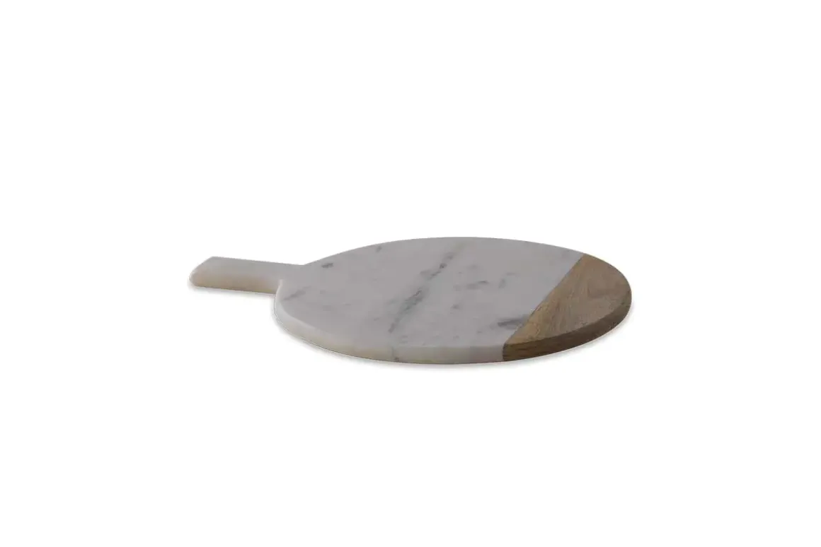 Bwari Round Marble Serving Board - White