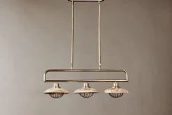 Chakai Mango Wood Pendant Lamp - Natural & Antique Brass