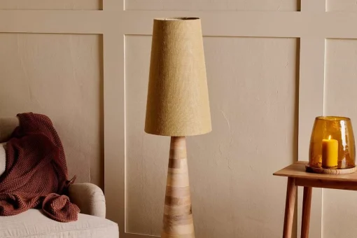 Chameli Tapered Mango Wood Floor Lamp