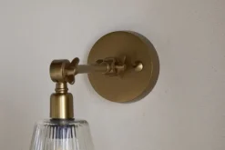 Davika Ribbed Glass Task Wall Lamp - Clear & Antique Brass