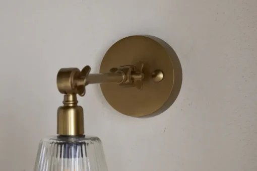 Davika Ribbed Glass Task Wall Lamp - Clear & Antique Brass