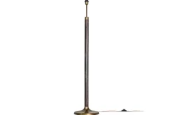 Digha Wood & Metal Floor Lamp - Dark Stain & Antique Brass