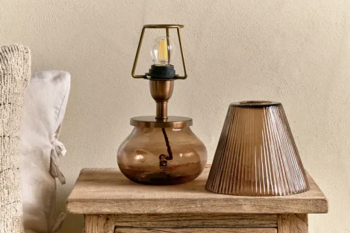 Dimalai Recycled Glass Table Lamp - Brown Smoke