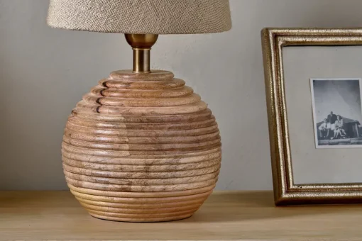 Drisana Mango Wood Bedside Table Lamp