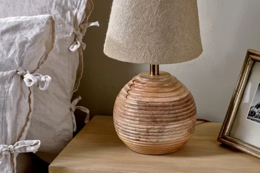 Drisana Mango Wood Bedside Table Lamp