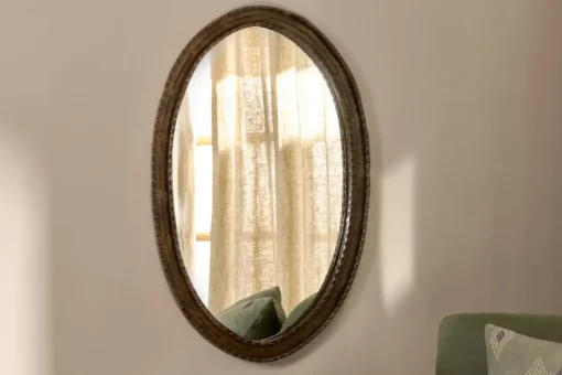 Drishti Oval Iron Mirror - Antique Black - Small