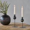 Endo Recycled Iron Candle Holder - Black (Set of 2)