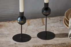 Endo Recycled Iron Candle Holder - Black (Set of 2)