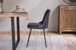 Harsha Leather Dining Chair - Aged Black