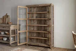 Ibo Reclaimed Wood & Glass Cabinet - Natural - Wide