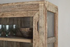 Ibo Reclaimed Wood & Glass Cabinet - Natural - Wide