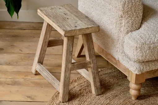 Ibo Reclaimed Wood Low Stool - Natural