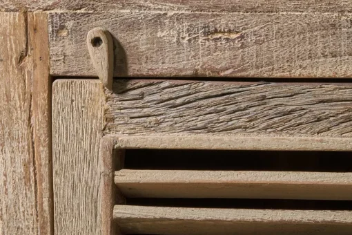 Ibo Reclaimed Wooden Slatted Cabinet – Natural - Small