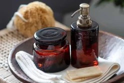 Ilcoso Recycled Hammered Glass Soap Dispenser - Amber