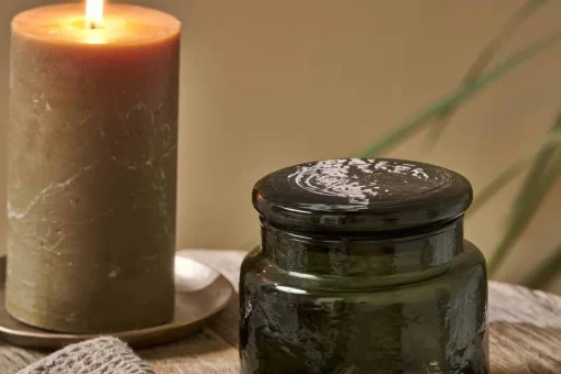 Ilcoso Recycled Hammered Glass Storage Pot - Green