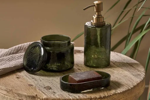 Ilcoso Recycled Hammered Glass Storage Pot - Green