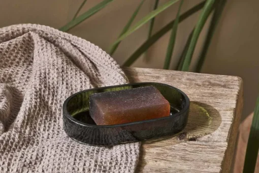 Ilcoso Recycled Hammered Glass Soap Dish - Green