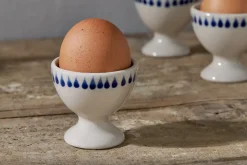Indigo Drop Egg Cups - Cream & Indigo (Set of 2)