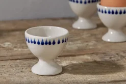 Indigo Drop Egg Cups - Cream & Indigo (Set of 2)