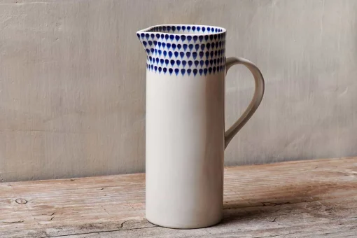 Indigo Drop Jug - Cream & Indigo - Large