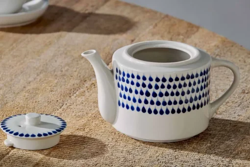 Indigo Drop Teapot - Cream & Indigo