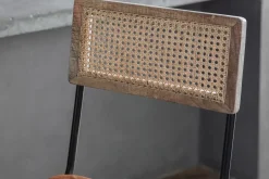 Iswa Leather & Cane Counter Chair - Aged Tan