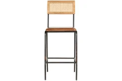 Iswa Leather & Cane Counter Chair - Aged Tan
