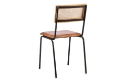 Iswa Leather & Cane Dining Chair - Tan