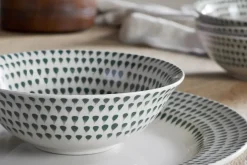 Juniper Drop Dinnerware Set - Cream & Juniper (Set of 12)