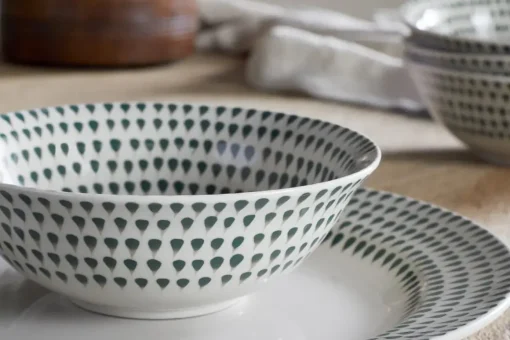 Juniper Drop Dinnerware Set - Cream & Juniper (Set of 12)