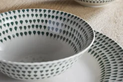 Juniper Drop Dinnerware Set - Cream & Juniper (Set of 12)