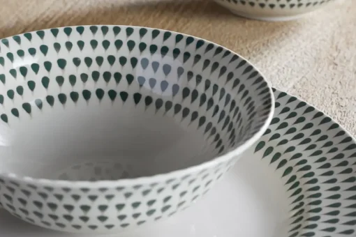 Juniper Drop Dinnerware Set - Cream & Juniper (Set of 12)