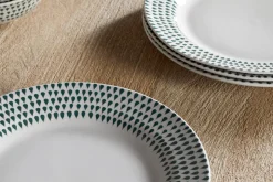 Juniper Drop Dinnerware Set - Cream & Juniper (Set of 12)